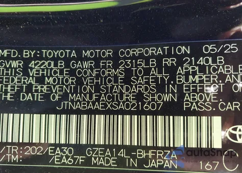 2025 Toyota Gr Corolla Premium Plus z USA, uszkodzony, nr VIN JTNABAAEXSA021607